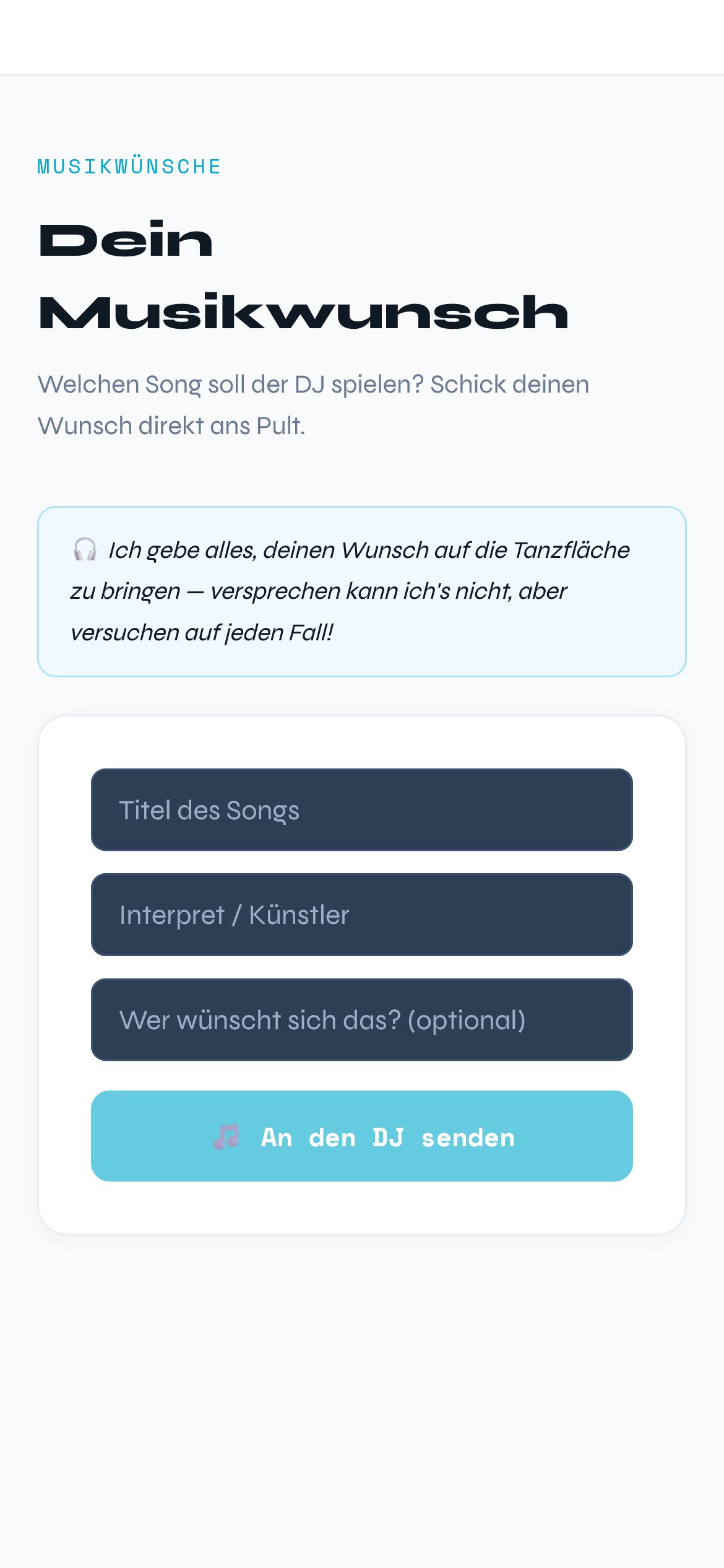 Klicken zum Vergrößern Live Songwünsche